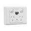 Picture of RCD Protected Twin Switch Socket Outlet, 2000 Series, 250V, 10A, 1 Pole, 30mA RCD