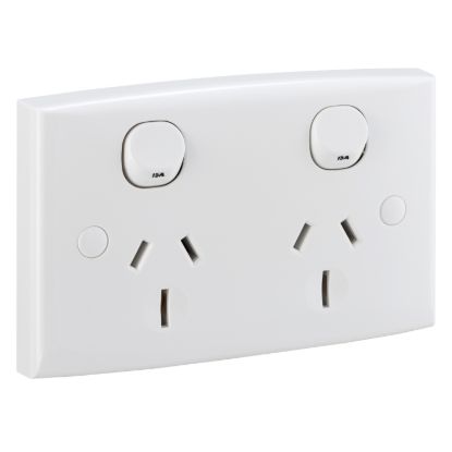 Picture of Twin Switch Socket Outlet, Standard Series, 250V, 15A, Standard Size