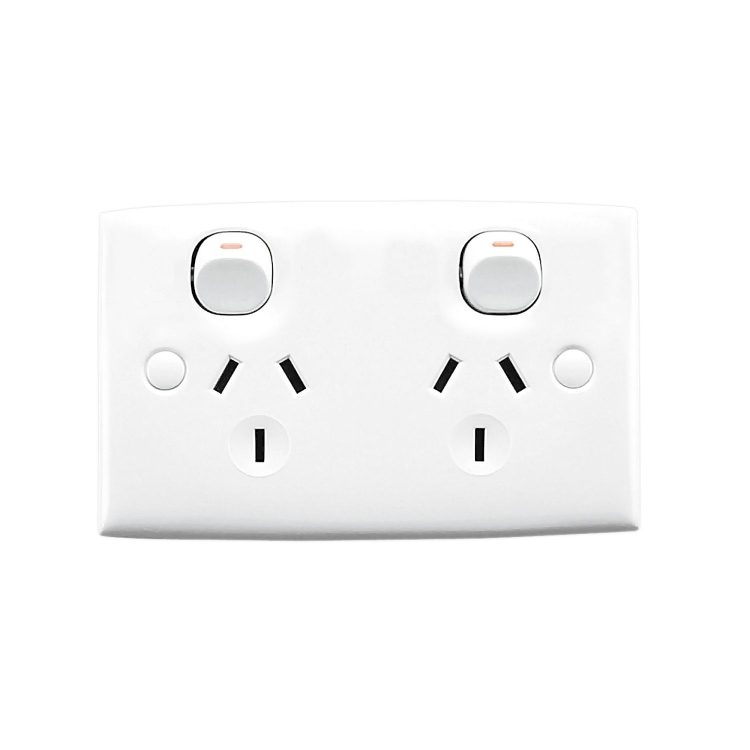 Picture of Twin Switch Socket Outlet, Standard Series, 250V, 10A, Standard Size, Safety Shutter
