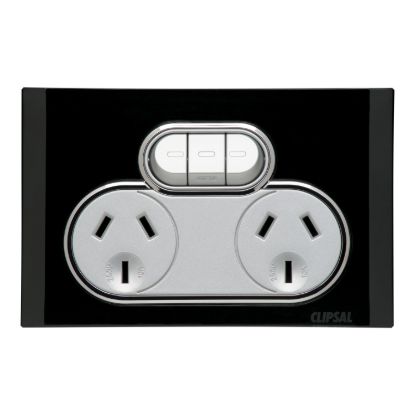 Picture of Double Switch Power Point, Saturn Series, 250V, 10A, Non-removable, Extra Switch