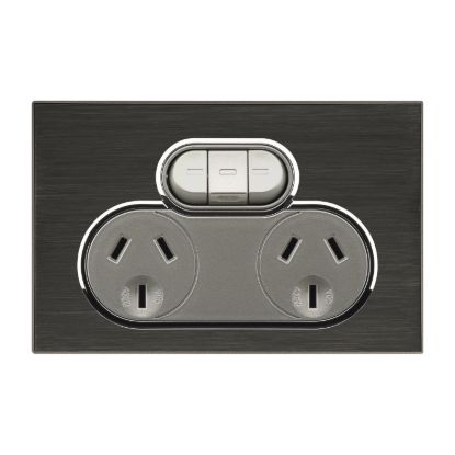 Picture of Double Switch Power Point, Saturn Series, 250V, 10A, Non-removable, Extra Switch
