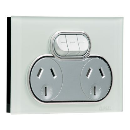 Picture of Double Switch Power Point, Saturn Series, 250V, 10A, Non-removable, Extra Switch