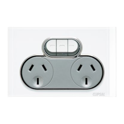 Picture of Double Switch Power Point, Saturn Series, 250V, 10A, Non-removable, Extra Switch