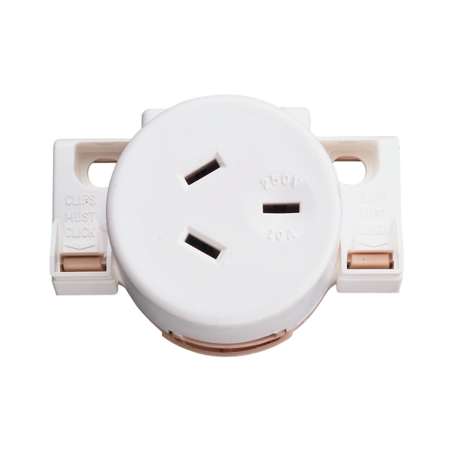 Picture of Single Socket Outlet, Standard Series, 250VAC, 10A, 3 PIN, Quick Connect, Surface Mount