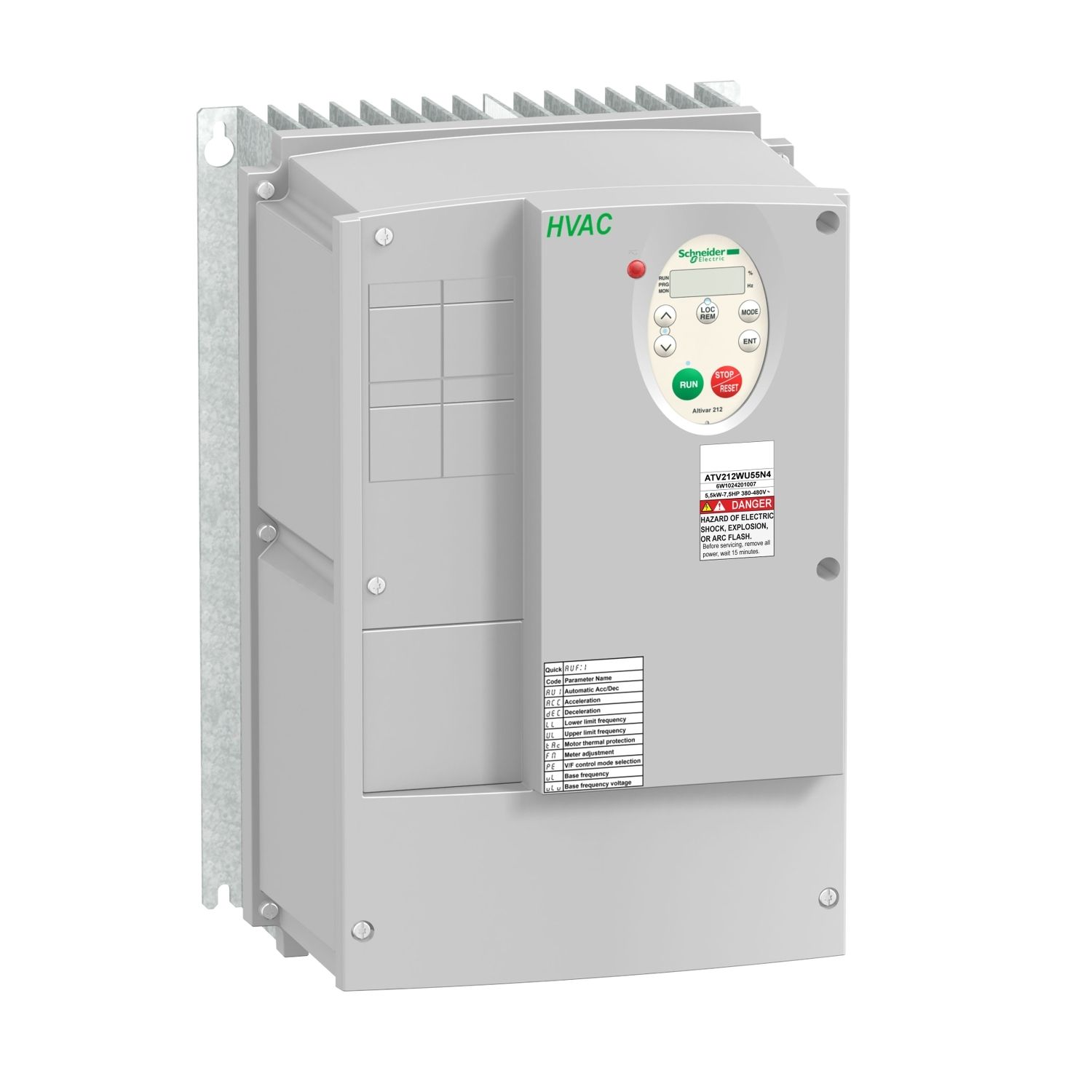 Picture of variable speed drive, Altivar 212, 7.5kW, 10hp, 480V, 3 phases, with EMC class C1, IP55