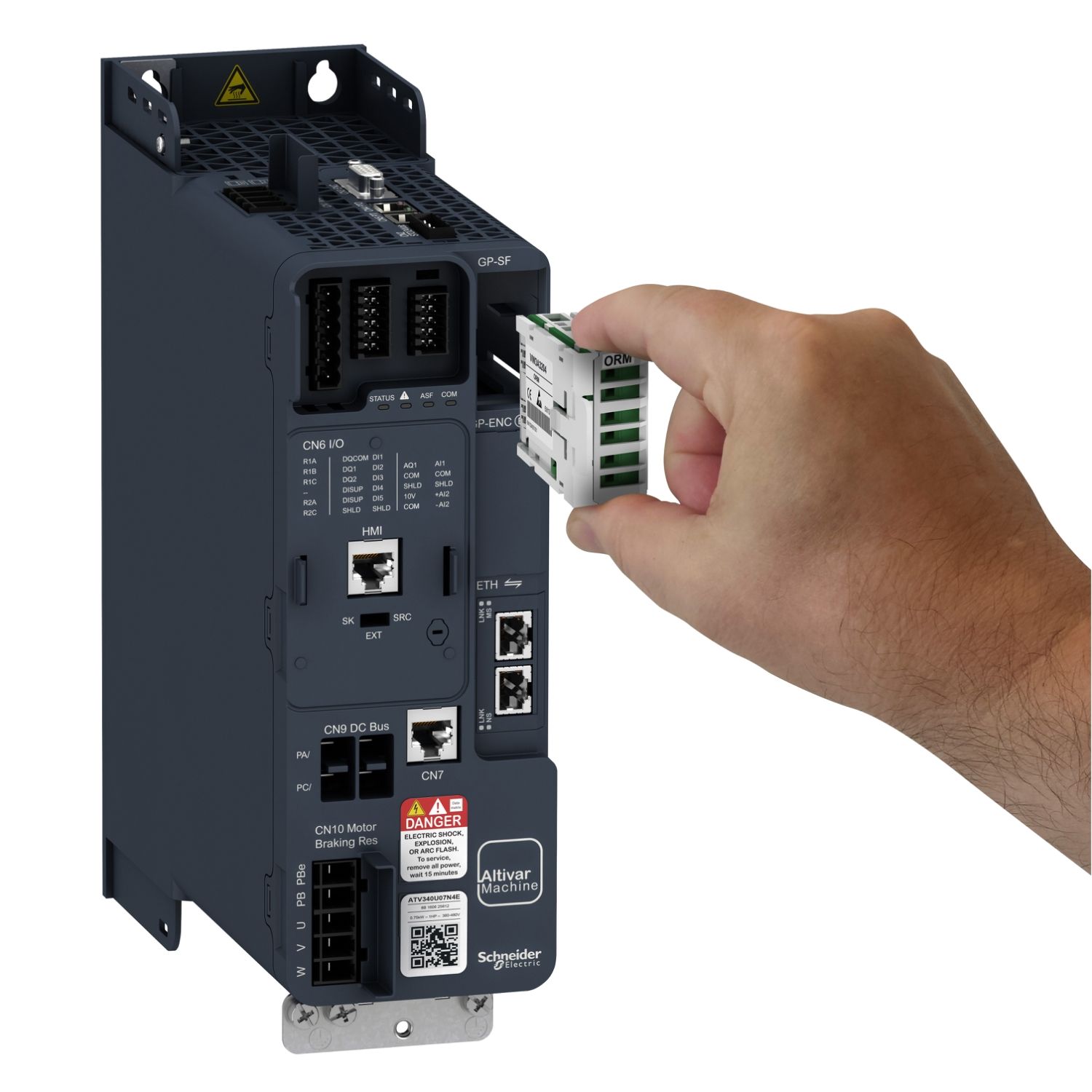 Picture of variable speed drive, Altivar Machine ATV340, 2.2kW, heavy duty, 400V, 3 phases, Ethernet