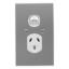 Picture of Single Switch Socket Outlet, Metal Plate Series, 250V, 10A, B Style, Flat Plate, Vertical