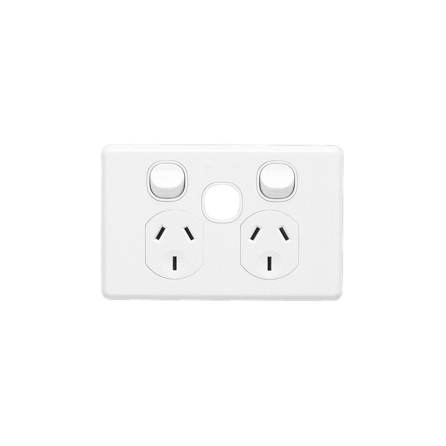 Picture of Switched Socket Outlet, Classic C2000 Series, Twin, 250V, 10A, Removable Extra Switch Aperture