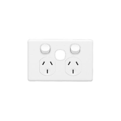 Picture of Switched Socket Outlet, Classic C2000 Series, Twin, 250V, 10A, Removable Extra Switch Aperture