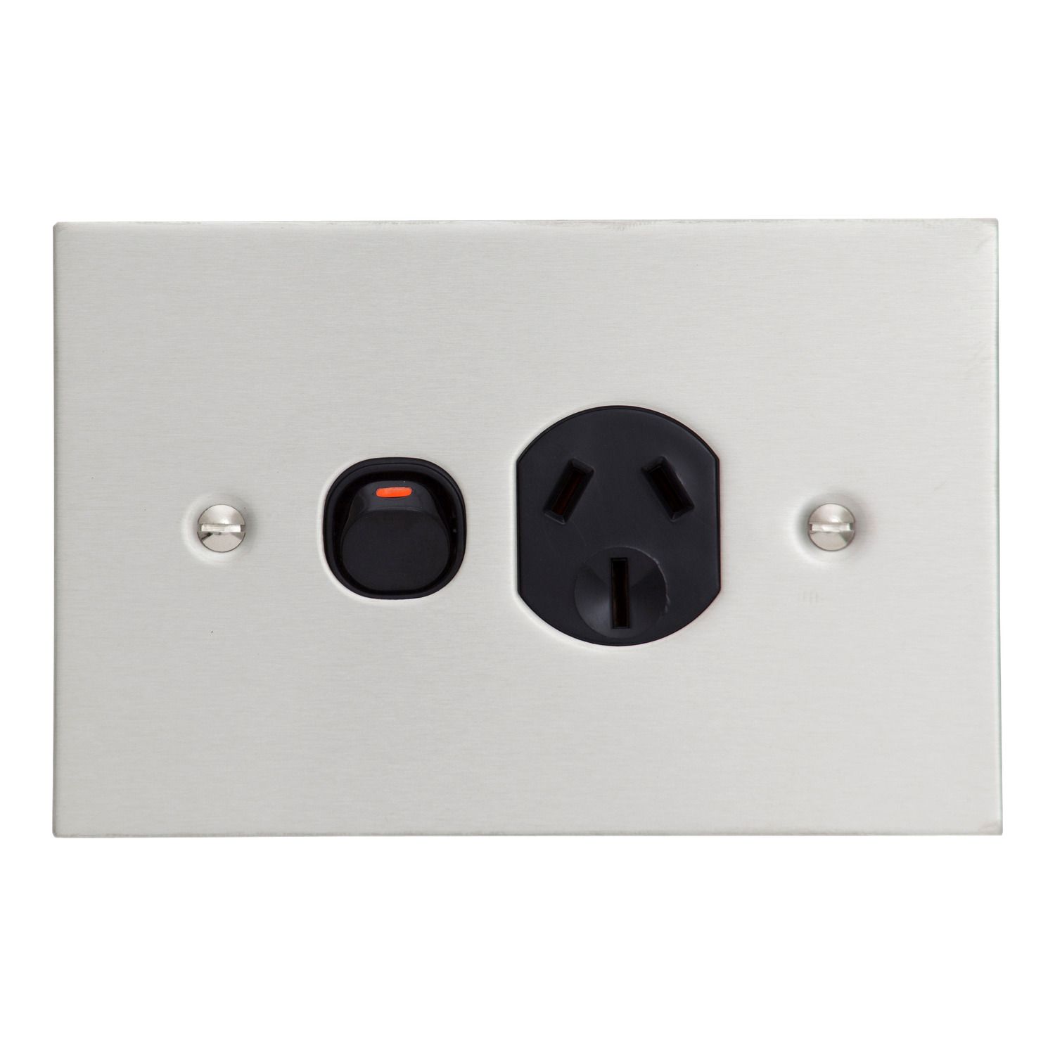 Picture of Single Switch Socket Outlet, Metal Plate Series, 250V, 10V, BSL Style