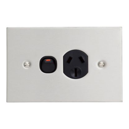 Picture of Single Switch Socket Outlet, Metal Plate Series, 250V, 10V, BSL Style