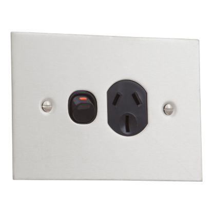 Picture of Switched Socket Single, Metal Plate Series, Bsl Style Stainless Steel