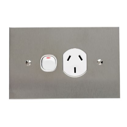 Picture of Single Switch Socket Outlet, Metal Plate Series, 250V, 10V, BSL Style