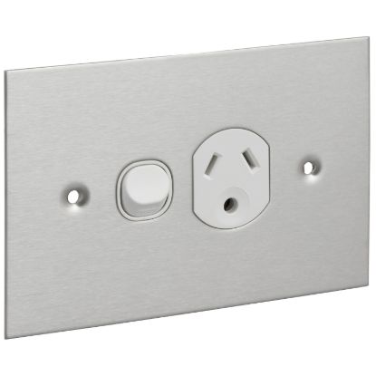 Picture of Switched Socket Single, Metal Plate Series, Bsl Round Earth