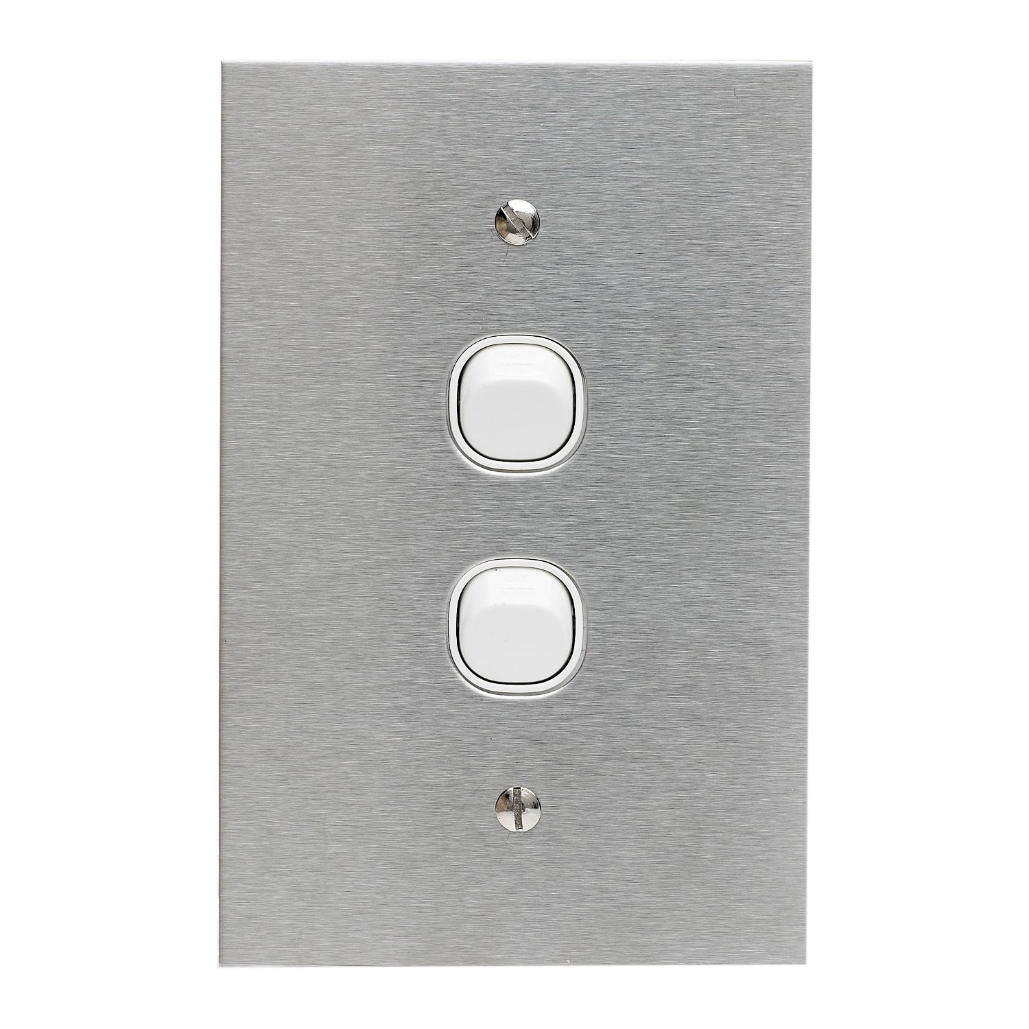 Picture of Flush Switch, Metal Plate Series, 2 Gang, 250VAC, 10A, Range, BSL Style, Standard, Vert