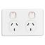 Picture of Twin Switch Socket Outlet, Classic C2000 Series, Classic, 250V, 10A, Safety shutter