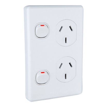 Picture of Switched Socket Outlet, Classic C2000 Series, Twin, 250V, 10A, Vertical