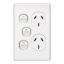 Picture of Switch Socket Outlet, Classic C2000 Series, Twin, 250V, 10A, Vertical, Removable Extra Switch
