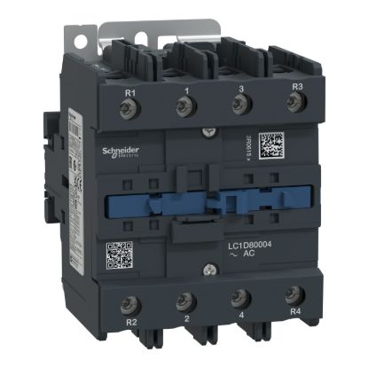 Picture of Contactor, TeSys Deca, 4P(4NO), AC-1, <=440V, 125A, 240V AC 50/60Hz coil, screw clamp terminal