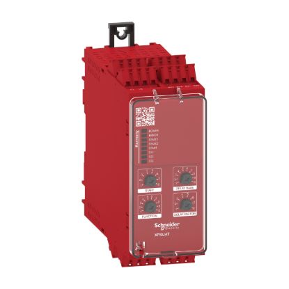 Picture of safety module, Harmony XPSU, Cat4, features XPSUAK with delayed outputs, 48 to 240V AC or DC, spring