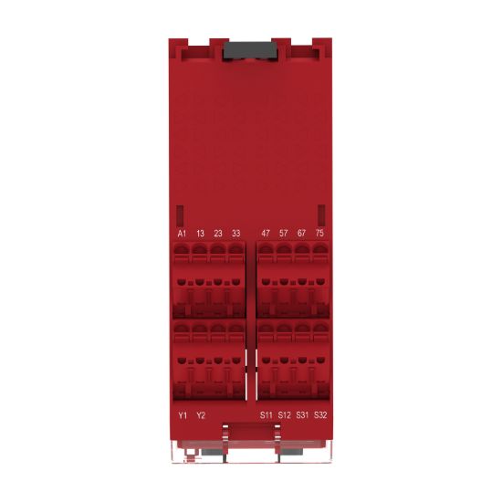Picture of safety module, Harmony XPSU, Cat4, features XPSUAK with delayed outputs, 48 to 240V AC or DC, spring