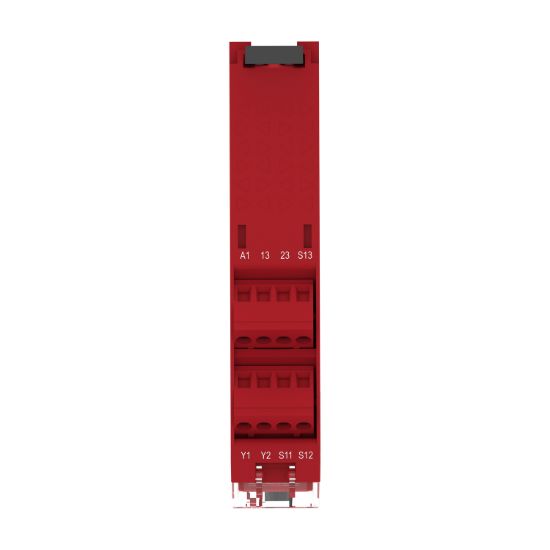 Picture of safety module, Harmony XPSU, Cat 4, features 2 x XPSUAF with enabling movement, 24V AC or DC, screw