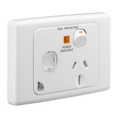 Picture of Single Switch Socket Outlet, Medilec, 250V, 15A, Circuit Identification