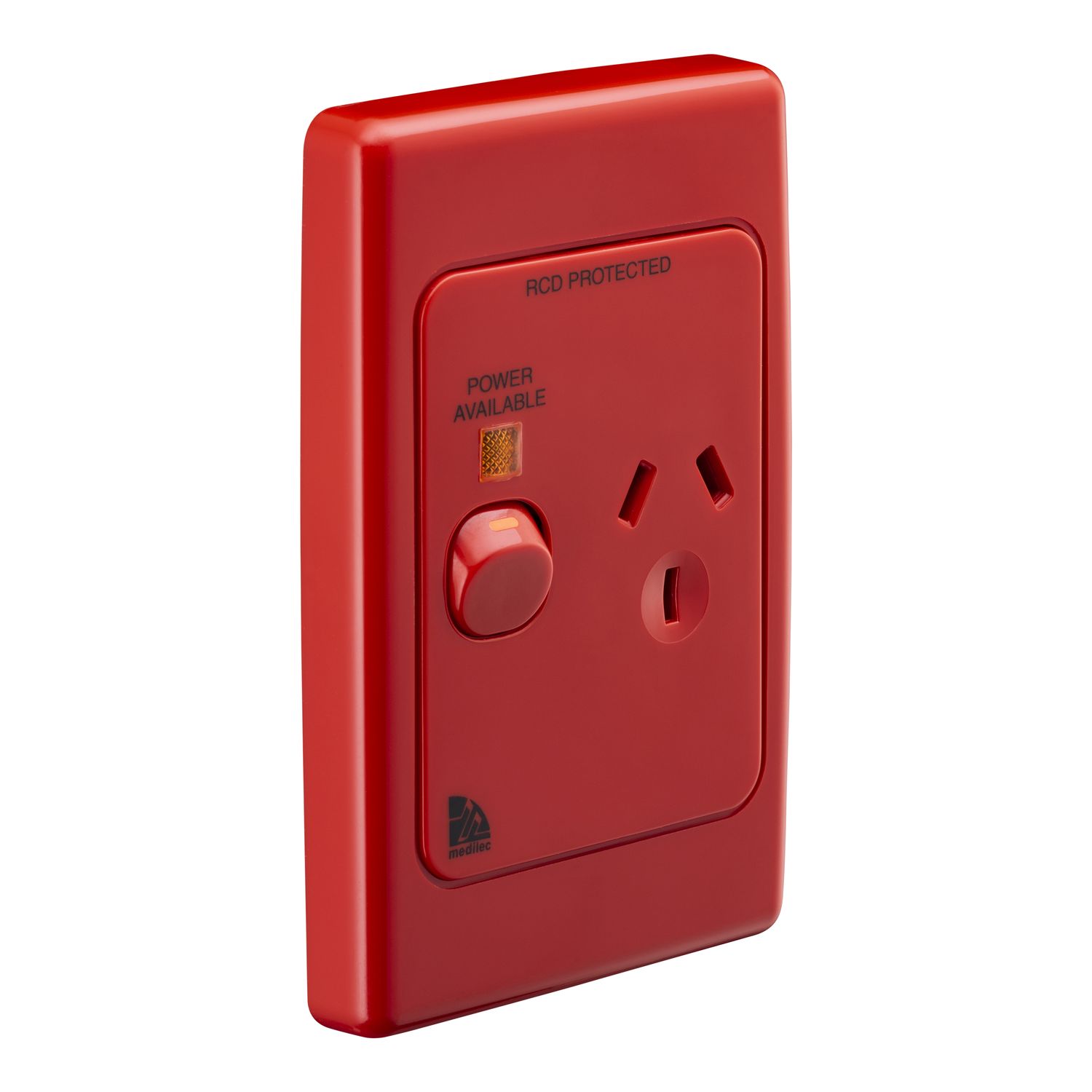 Picture of Single Switch Socket Outlet, Medilec, 250V, 10A, Vertical, Indicator