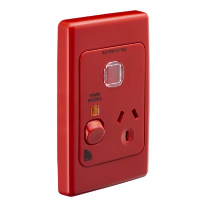 Picture of Single Switch Socket Outlet, Medilec, 250V, 10A, Vertical