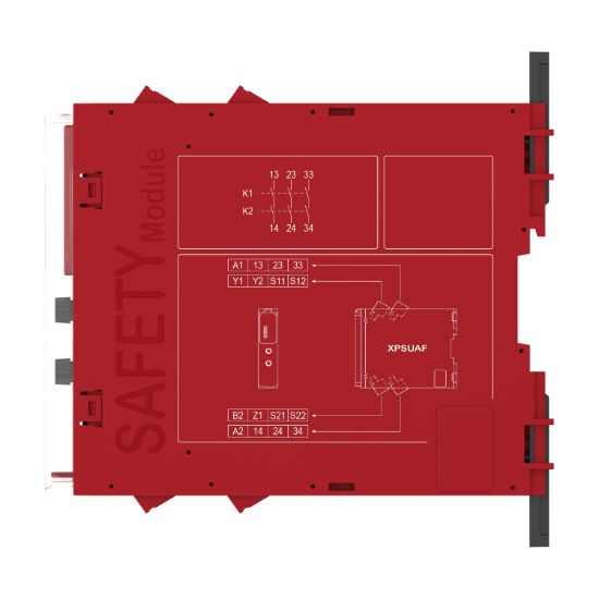 Picture of safety module, Harmony XPSU, Cat 4, potential free 2 NC, NO NC, 2 PNP, 48 to 240V AC or DC, screw