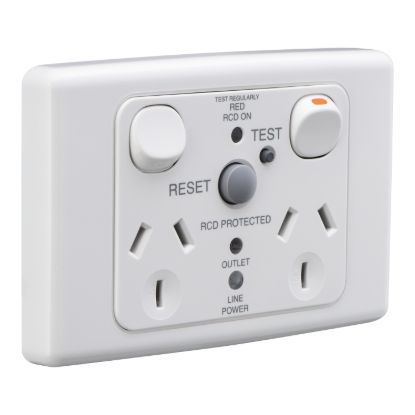 Picture of Switched Socket, Medilec, Twin 10A RCD 10mA