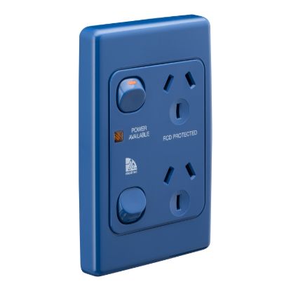 Picture of Twin Switch Socket Outlet, Medilec, 250V, 10A, 2 Gang, 1 Pole, Vertical