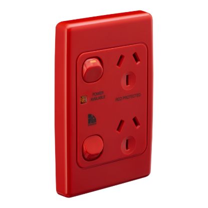 Picture of Twin Switch Socket Outlet, Medilec, 250V, 10A, 2 Gang, 1 Pole, Vertical