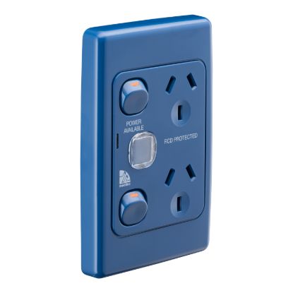 Picture of Twin Switch Socket Outlet, Medilec, 250V, 10A, 2 Gang, 1 Pole, Vertical