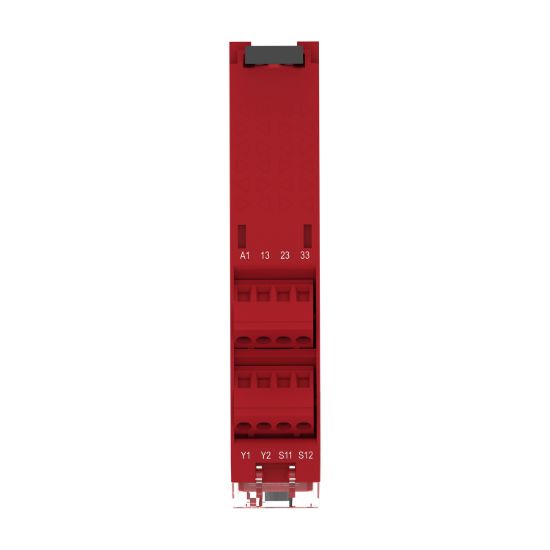 Picture of safety module, Harmony XPSU, Cat 4, features 2 x XPSUAF with enabling movement, 48 to 240V AC or DC, screw