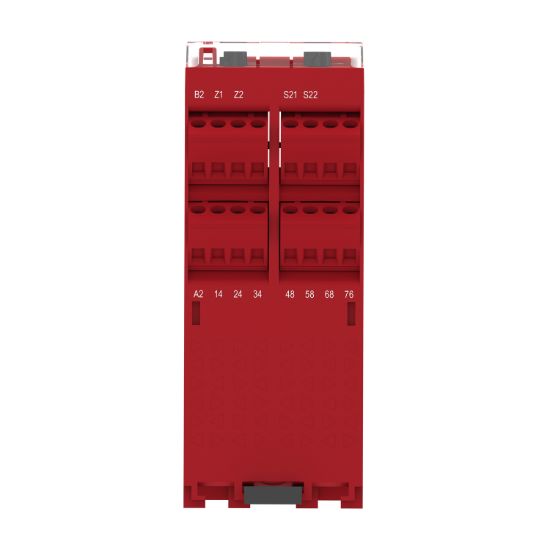 Picture of safety module, Harmony XPSU, Cat4, features XPSUAK with delayed outputs, 48 to 240V AC or DC, screw