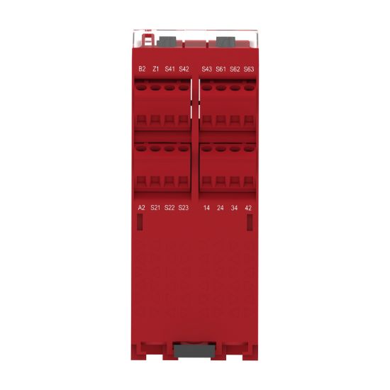 Picture of safety module, Harmony XPSU, Cat 4, features 6 x XPSUAF, 24V AC or DC, screw