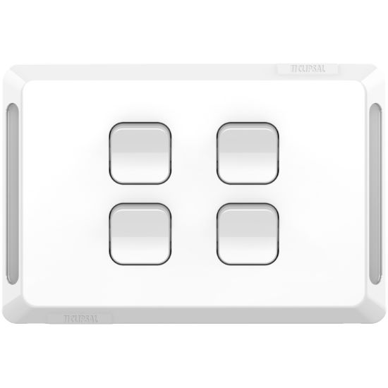 Picture of Flush Switch, Pro Series, Horizontal Mount, 4 Gang, 1-Way/2-Way, 230/240V 20A, 16AX