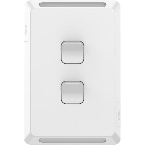 Picture of Flush Switch, Pro Series, Vertical Mount, 2 Gang, 1-Way/2-Way, 230/240V 20A, /16AX
