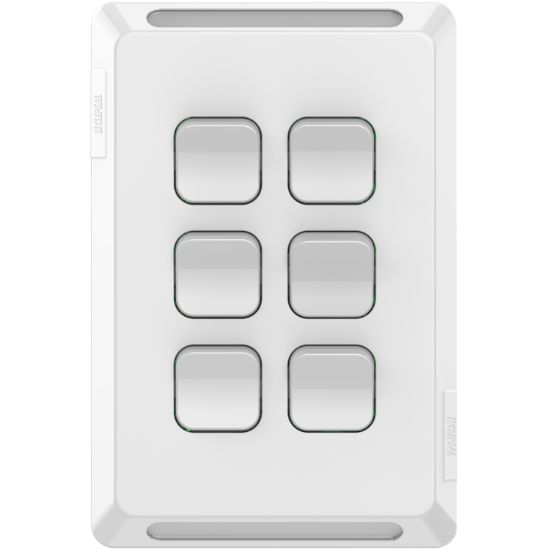 Picture of Flush Switch, Pro Series, Vertical Mount, 6 Gang, 1-Way/2-Way, 230/240V 20A, 16AX