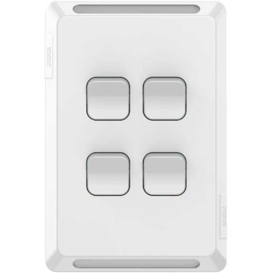 Picture of Flush Switch, Pro Series, Vertical Mount, 4 Gang, 1-Way/2-Way, 230/240V 20A, /16AX