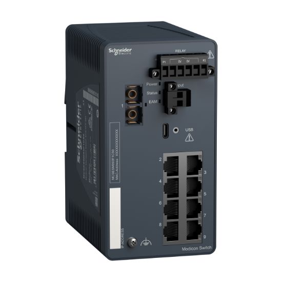 Picture of Modicon Managed Switch - 8 ports for copper + 1 port for fiber optic single-mode
