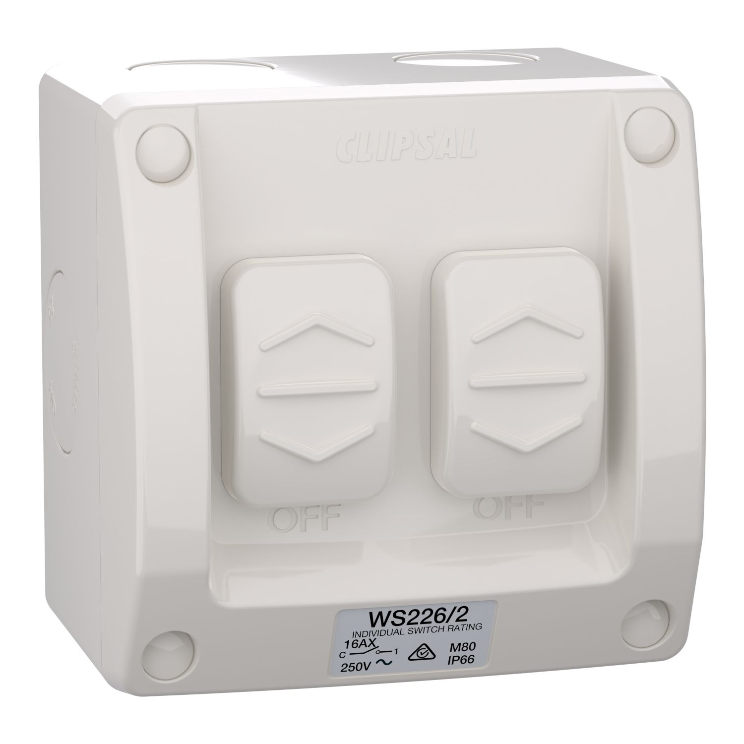 Picture of Switch, Weathershield, 2-Gang, 16AX, 250VAC, IP66