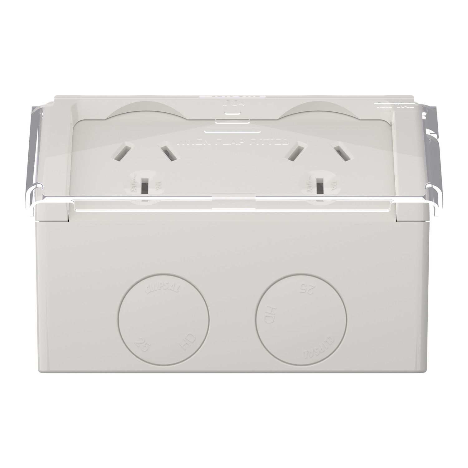 Picture of Socket, Weathershield, Twin, Flap, 10A, 250VAC, IP54