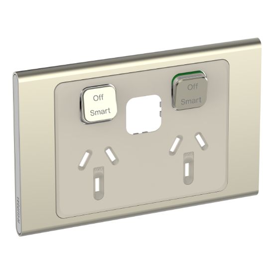 Picture of Styl Skin Connected Socket, Clipsal Iconic, Wiser, Horizontal Twin