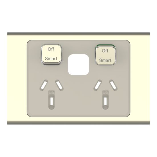 Picture of Styl Skin Connected Socket, Clipsal Iconic, Wiser, Horizontal Twin