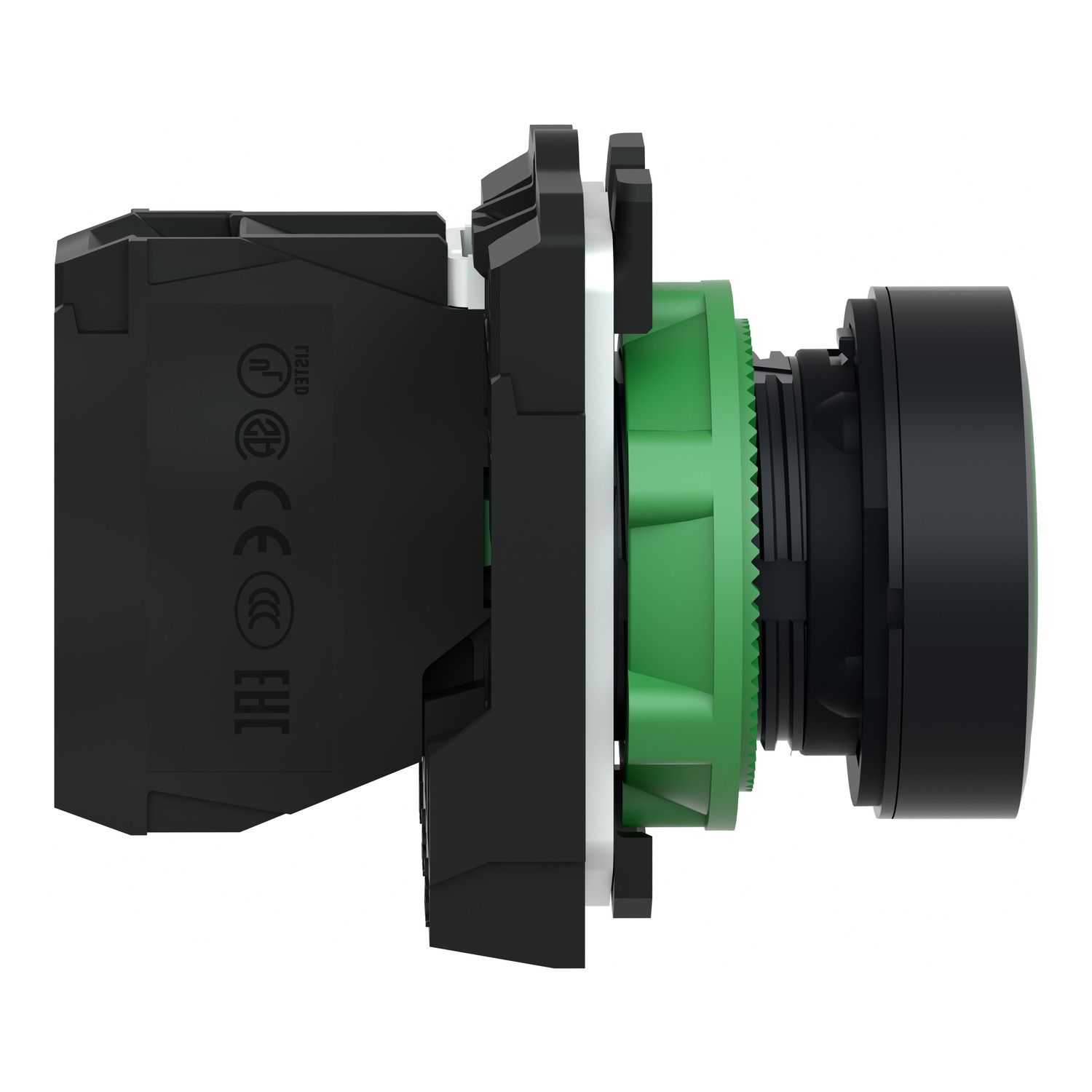 Picture of Push button, Harmony XB5, plastic, flush, green, 22mm, spring return, unmarked, 1NO