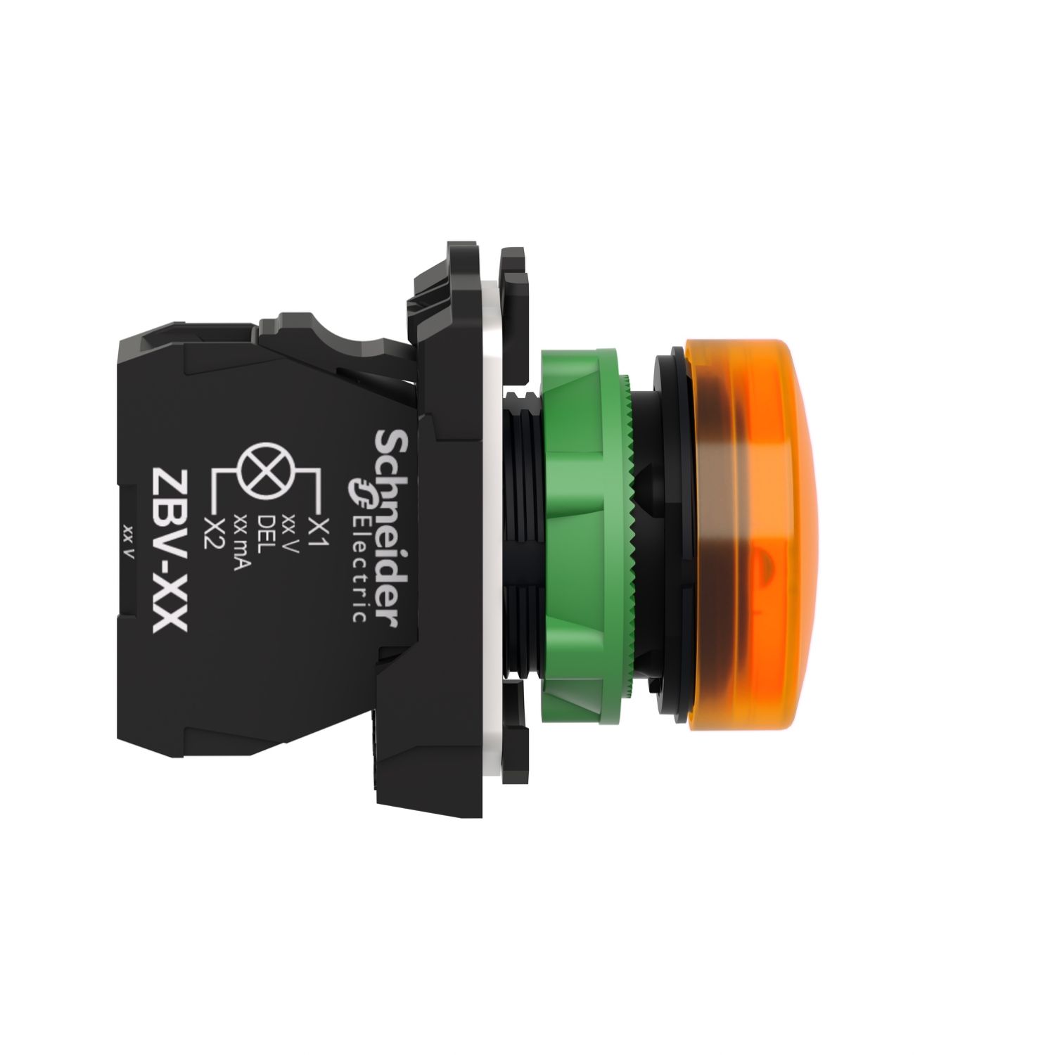 Picture of Pilot light, Harmony XB5, grey plastic, orange, 22mm, universal LED, plain lens, 24V AC DC