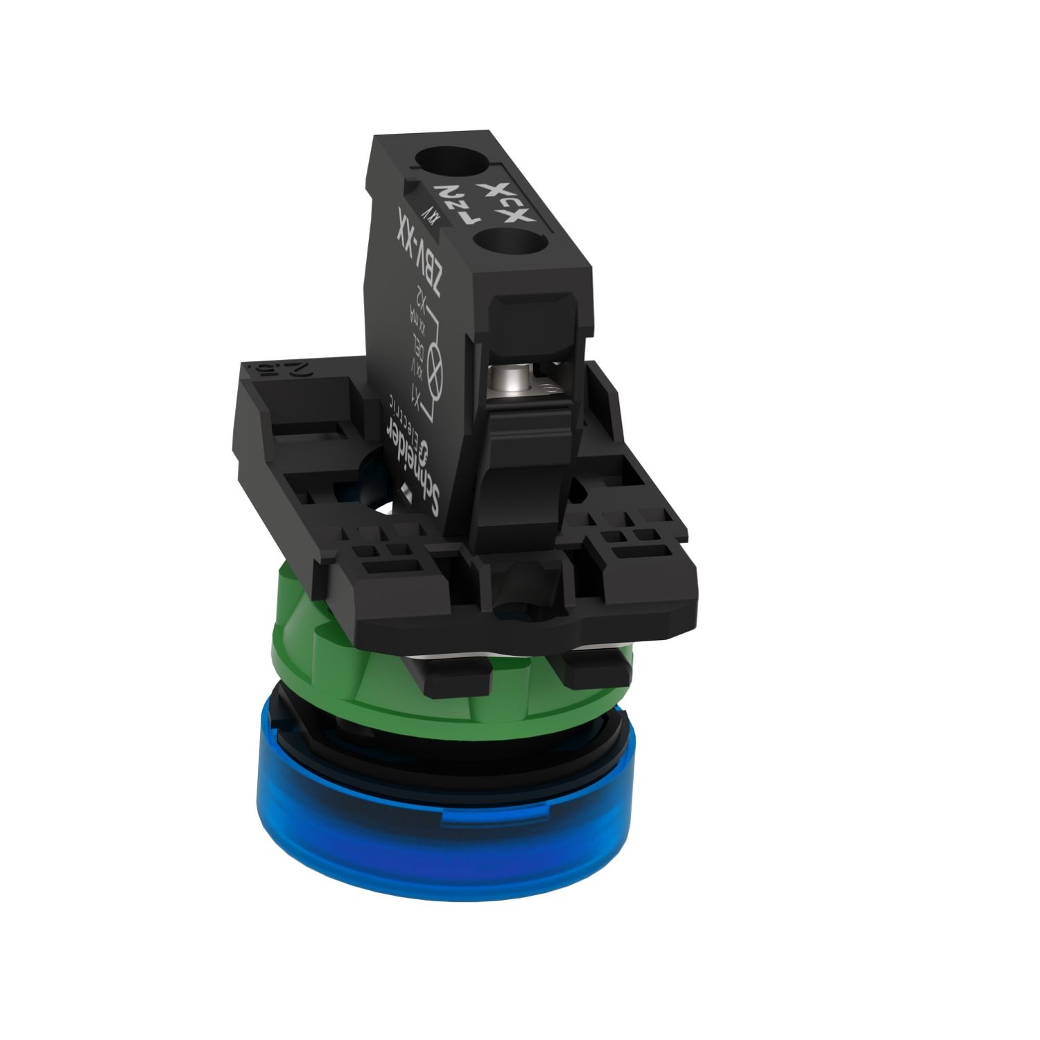 Picture of Pilot light, Harmony XB5, grey plastic, blue, 22mm, universal LED, plain lens, 24V AC DC