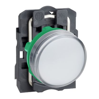 Picture of pilot light, Harmony XB5, grey plastic, white, 22mm, universal LED, plain lens, 110...120V AC